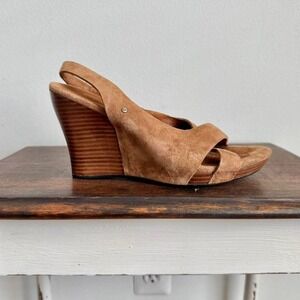UGG suede brown heel size 7 peeptoe strappy